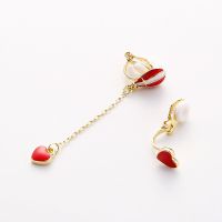 不对称气球耳夹 无耳洞耳夹气质高级感超仙长款流苏耳环圆脸耳饰女学生简约耳骨夹