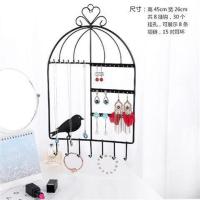 挂式鸟笼款耳环架黑 收纳架铁艺饰品壁挂耳环架子展示架项链手链首饰架耳钉耳饰家用
