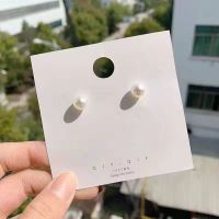 白色+白色银针 耳钉 简约个性撞色双色镂空方块耳钉ins森系小巧耳环耳饰潮早春潮