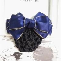 [T701]金边藏青色 发兜职业头饰品发夹女护士服务员盘发丸子头花包头蝴蝶结网兜发网