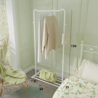 [猫耳单杆无框白] 可移动挂衣架服装店推车室内晾挂衣架落地卧室收纳架子折叠衣帽架