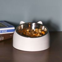 [款4]喂食单碗-白色 猫碗双碗保护颈椎自动饮水狗碗猫粮饭碗猫咪碗猫盆猫食盆宠物用品
