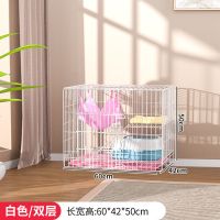 小双层[白色]无轮款 基础套餐[吊床+基础配件] 猫笼子家用室内猫别墅猫咪窝双层三层四层可折叠宠物猫笼超大空间
