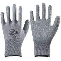 利和灰纱灰皱纹(6双装) L 劳保手套皱纹耐磨浸胶防滑加厚胶皮防护工作工地干活挂胶带胶手套