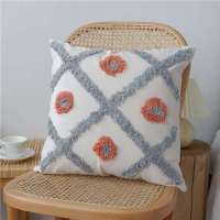 45x45cm(不含枕芯)_瑕庛 粉+灰菱形波点 抱枕簇绒波西米亚风摩洛哥靠枕沙发靠垫靠包ins床头民宿粉色靠包