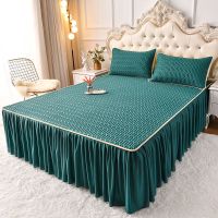 墨绿-凉感舒适可机洗水洗 1.2床乳胶凉席[凉席-一只枕套] 夏季天然乳胶凉席床裙三件套可机洗水洗空调软席子可折叠防滑床