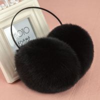 仿兔毛细架子--黑色 冬季后戴耳罩男女士通用毛绒保暖耳套可爱耳暖仿兔毛护耳后带耳包