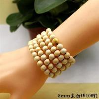 瑕庛[8mm米白佛108颗] 休闲手链时尚男生木头个情侣款木珠手环饰品配饰檀香木佛珠韩版