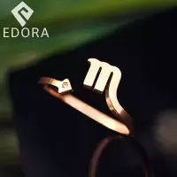 玫瑰金 天蝎座钛钢食指戒指女 可调节彩金时尚ins不掉色冷淡风星座饰品