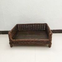 咖啡裸窝 五号48*34(5斤以内谨慎选择) 柳编狗窝宠物床离地狗床狗窝猫窝夏季凉席金毛泰迪四季通用宠物窝