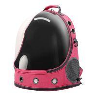 1905-玫红色 猫包外出便携透明太空舱猫咪包狗狗双肩书包宠物大容量手提猫背包