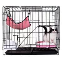 黑色70*51*60折叠_ 猫笼(送托盘+吊床+平台+爬架) 室内猫笼别墅带厕所猫笼子家用超大自由空间小型猫舍猫咪三
