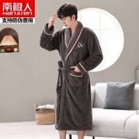 NJR-HZY01816#主图款 L(建议120-140斤) 睡衣男秋冬法兰绒加厚长款珊瑚绒睡袍冬季加绒保暖男士浴袍
