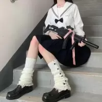单独白色袜套 日系保暖jk大象袜套堆堆袜女韩版 秋冬学生腿套软妹加绒袜子加厚