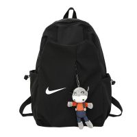 黑色 无挂饰 书包男初中高中学生背包女潮牌大容量双肩背包大学生电脑包休闲包