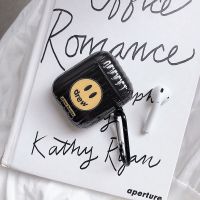 黑底drew笑脸 airpods1/2代通用 潮牌drew笑脸airpods苹果无线蓝牙耳机保护套2代软壳Pro可爱情侣