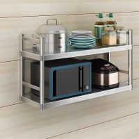 长60宽30高55两层带围栏 不锈钢吊架厨房置物架3层微波炉可挂墙上调料架托壁式2展示货架子