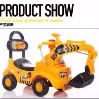 黄色挖机 儿童扭扭车挖掘机可坐可骑学步车宝宝大号玩具音乐工程男孩挖土机