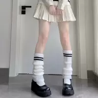 两杠袜套白色 jk制服毛毛袜套学生护小腿女日系软妹加绒加厚保暖白色堆堆袜子