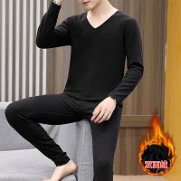 黑色-德绒无痕内衣套装 L 建议90-110斤 秋冬款速热秋裤秋裤套装高中学生恒温衣服高档保暖内衣男无痕男装