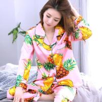 4812菠萝长袖 M[建议比平时拍大一码] 睡衣女夏季性感吊带睡裙女冰丝睡袍蕾丝短袖两件套丝绸家居服薄款