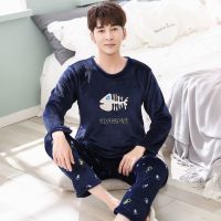 猫鱼# 男 小码L(100-120斤) 情侣睡衣冬季加厚加绒可爱情侣装一男一女高档珊瑚绒外出家居服