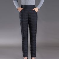 黑色 (膝盖加绒)松紧腰 L [体重85-98斤] 中老年羽绒裤女外穿冬季加绒加厚妈妈保暖裤子女士宽松老年人棉裤