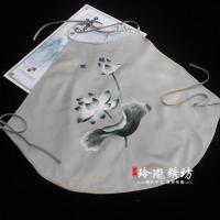 灰色 苏绣刺绣荷花成人肚兜女士内衣双层苏州丝绸性感睡衣古风绣花背心