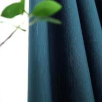 摩洛哥蓝 挂钩成品一米价格 全遮光窗帘成品 布鲁棉 阳台卧室加高隔热遮阳帘棉麻遮光布窗帘布