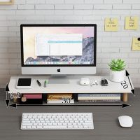 松木青春一层[自带内螺母] 电脑显示器增高架护颈底座支架办公桌面键盘收纳抽屉置物架竹实木