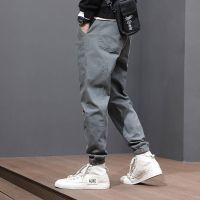 K118灰色 XL 120-135斤 春夏秋弹力裤子男宽松百搭潮流束脚迷彩工装休闲裤劳保工作裤男装