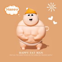 戴帽肌肉胖胖 苹果Airpord1/2代保护套 滑稽可爱胖胖Airpods1/2代保护套苹果蓝牙耳机Pro3代防摔硅胶套