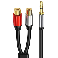 3.5mm一分二2rca母口双莲花头-30厘米 手机电脑声卡功放音响音箱调音台麦克风耳机DC3.5转双莲花母头音频转接头