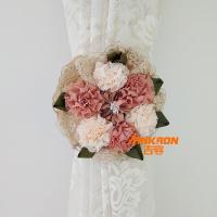7色花(米色2个装) 一对窗帘绑带绑绳绑花扎束带窗帘扣婚庆家用窗帘线帘配件布艺卡通