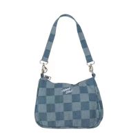 蓝色格子包(赠惊喜礼品) 普通款(腋下包) ins日系百搭高级感牛仔帆布包韩版女学生小众复古链条单肩斜挎包