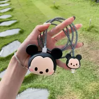 苹果20w[米奇头像]大小头+黑绳 米奇头像苹果20w快充线保护套iPhone12充电器保护壳18w防折断缠绕