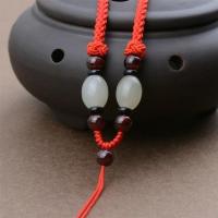 菠萝结款/红色固定 玉坠翡翠玉佩挂脖吊坠挂绳高档和田玉手工编织玉项链挂件绳子吊绳