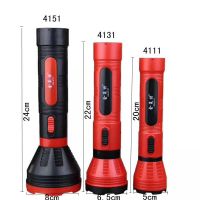 4111 2档位充电led手电筒家用塑料强光小手电户外照明手握式电筒