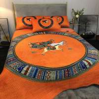 1 200*230单床盖 潮牌双面水晶绒床盖三件套经典马毛毯子2米盖毯绗缝床罩夹棉床单