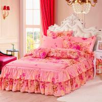 妩媚花王 1.5米床 被套200*230四件套 韩版花边床裙被套床罩四件套加厚磨毛被罩双人婚庆床上用品