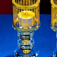 高14厘米心经1个 水晶高脚莲花烛台供佛烛台供奉供佛灯酥油灯灯座家用蜡烛底座水晶