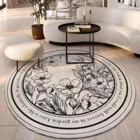 圆形-繁花 圆形40cm圆(水晶绒) 卡通圆形地毯仿羊绒加厚客厅沙发地垫卧室衣帽间梳妆台脚垫圆毯