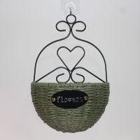 草绿挂篮 壁挂式墙上装饰品花篮墙挂花盆房间壁饰餐厅仿真花假花墙上挂件卧