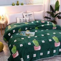 仙人掌[加厚加密] 80*100cm[盖膝毯花型随机] 加厚珊瑚绒毯子床单单人午睡毯盖毯学生加绒铺床垫法兰绒毛毯盖被