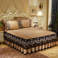 金枝玉叶 -金陀 120X200cm夹棉床裙 加厚夹棉床裙单件欧式蕾丝边床罩三件套冬季保暖天鹅绒防滑保护套