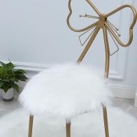 白色 直径30cm 圆形坐垫(有绑带) 白色仿羊毛圆形椅垫ins蝴蝶椅坐垫加厚毛毛垫梳妆台凳子坐垫地垫