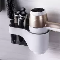 白+灰[大小吹风机通用] 双庆吹风机架免打孔浴室卫生间收纳置物架壁挂风筒架电吹风机挂架