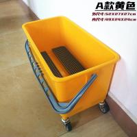黄色[]24升带轮双网格 拖把桶清洁桶洗拖把墩拖布挤压洗车化工塑料桶加厚带轮长方形水桶