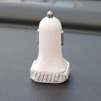 车充 白钻 汽车伸缩数据线车载珍珠贝壳花多功能数据线