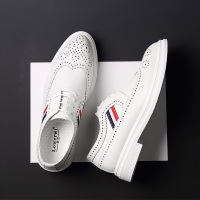 16125白色 38 男士布洛克皮鞋白色英伦风雕花休闲鞋子韩版潮流青年男鞋商务正装